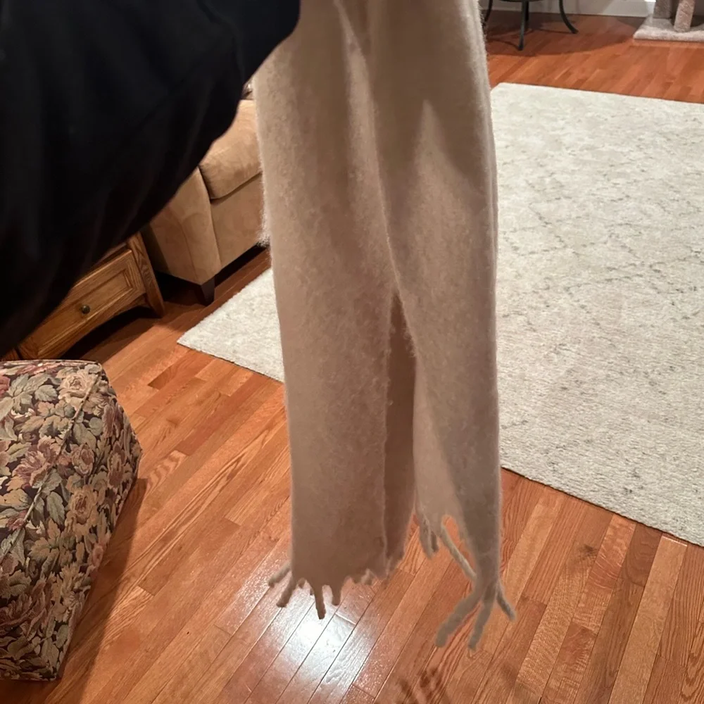 Large Polyester Off White Beige Scarf